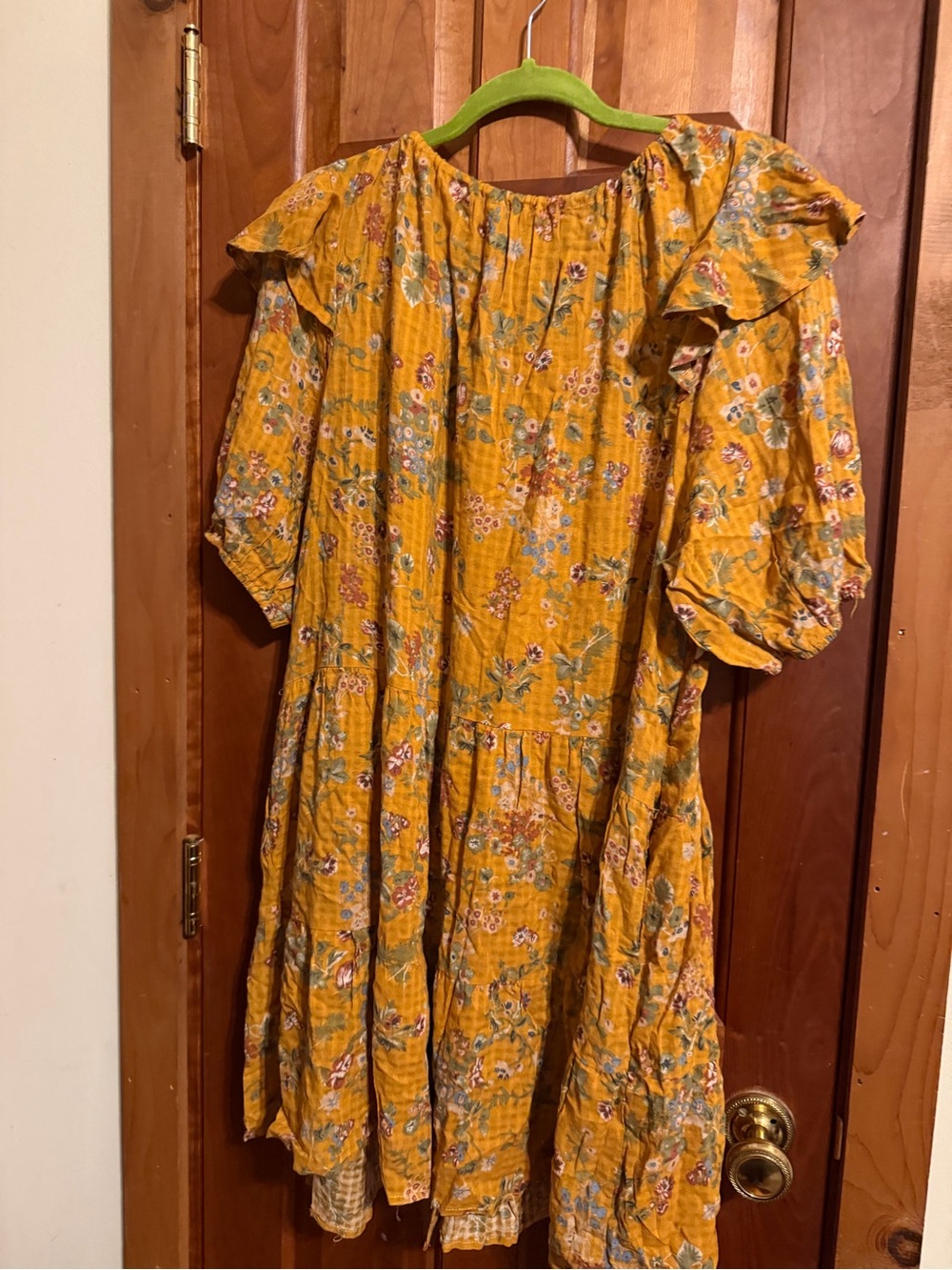 easel Golden Yellow Floral Tassel Peasant Dress - Picture 3 of 4
